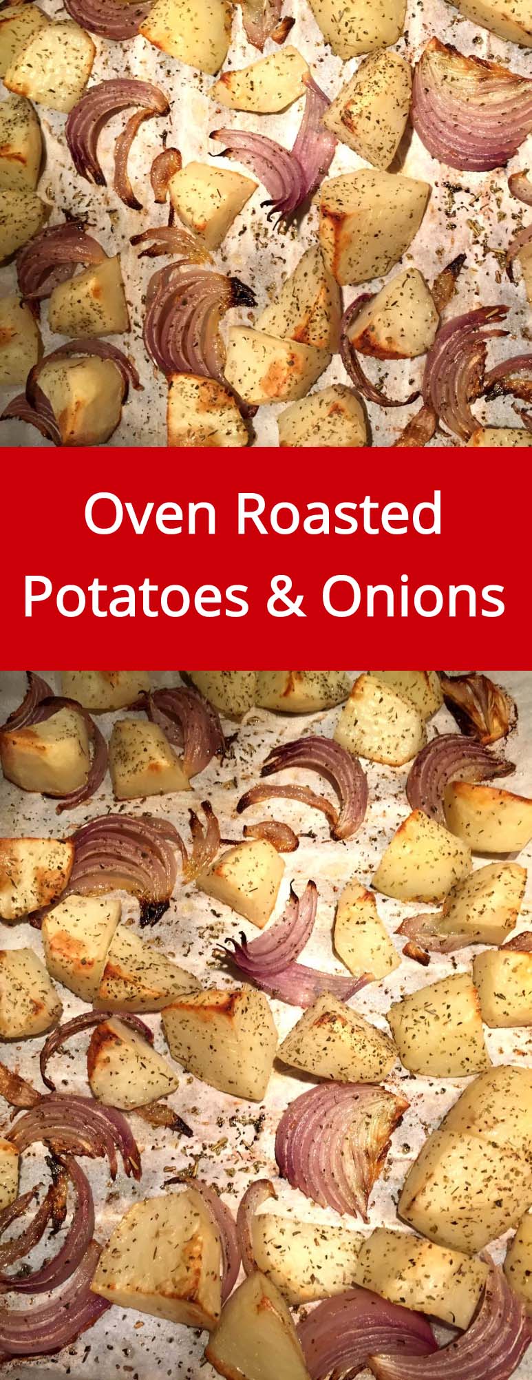 Oven Roasted Potatoes And Onions Recipe - super easy and yummy, the oven does all the work! | MelanieCooks.com