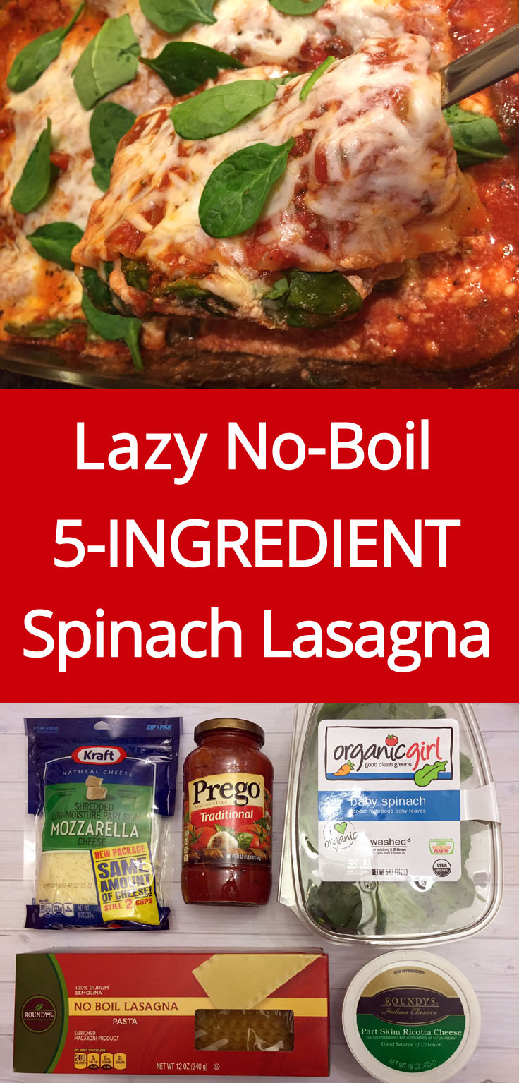 Easy 5-Ingredient No-Boil Spinach Vegetarian Lasagna Recipe | MelanieCooks.com