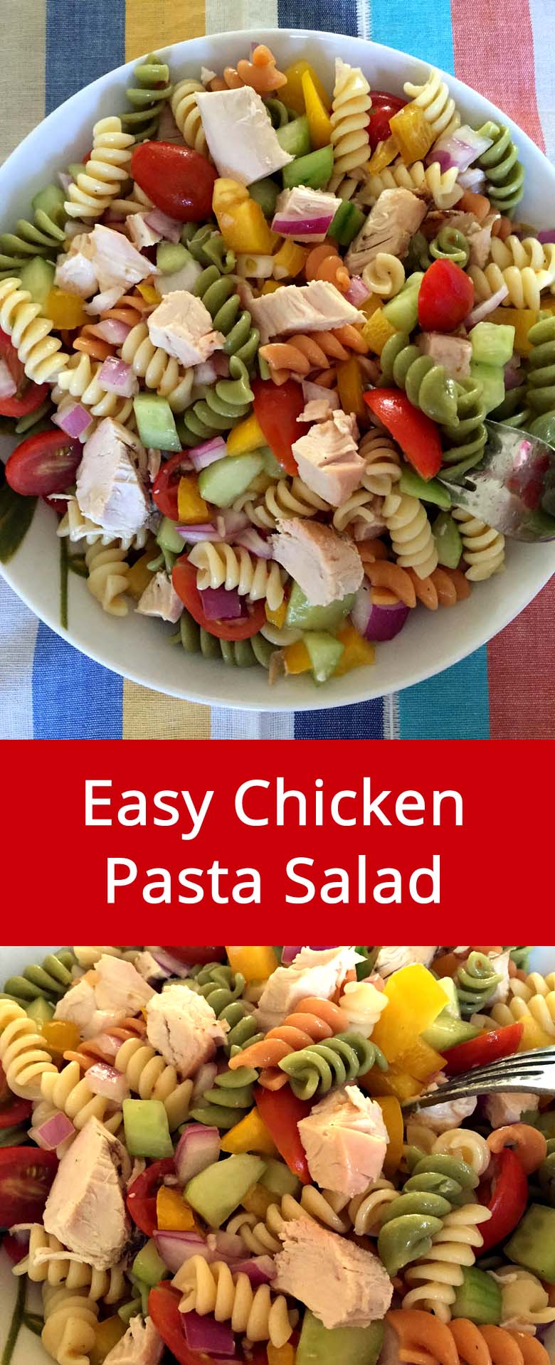 Chicken Pasta Salad Recipe - Awesome Main Dish Pasta Salad, Makes Complete Dinner! | MelanieCooks.com