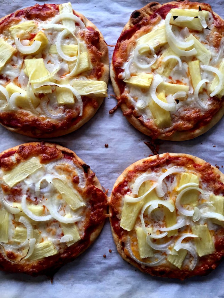 Pineapple Onion Individual Pita Pizzas
