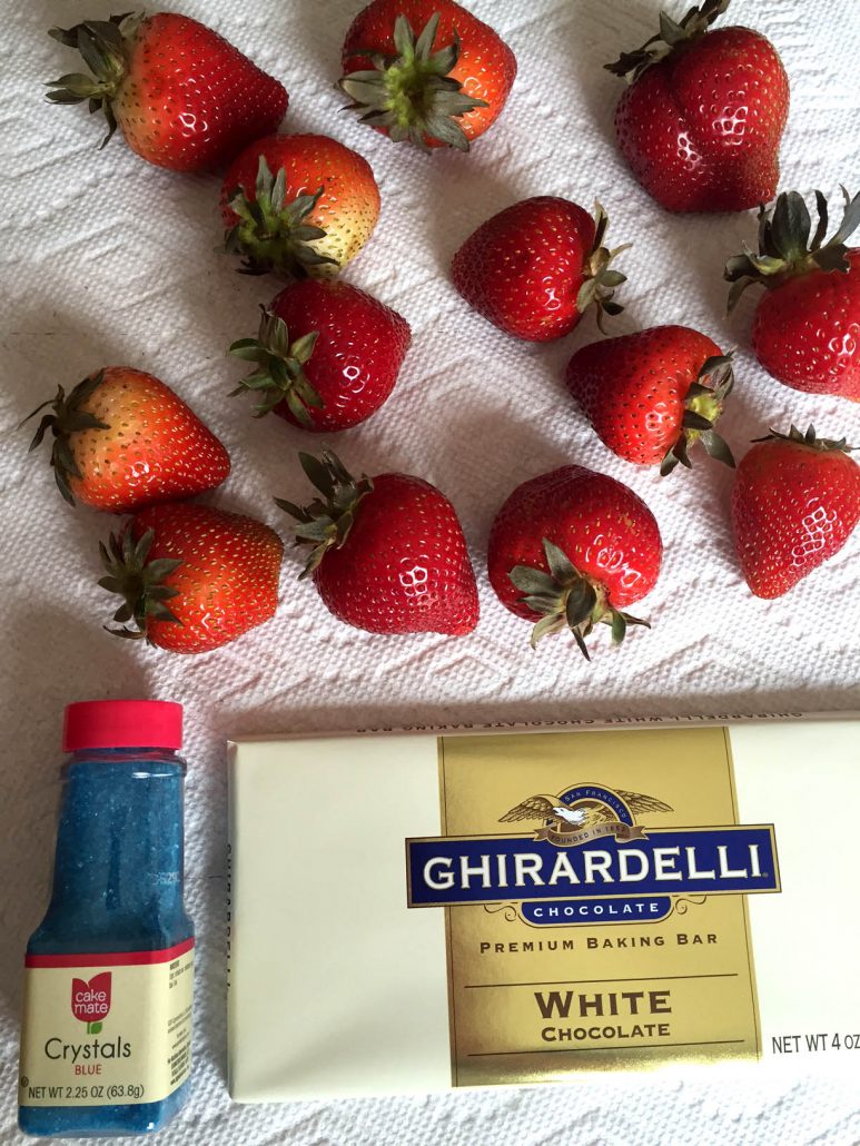 Red White and Blue Chocolate Dipped Strawberries Ingredients