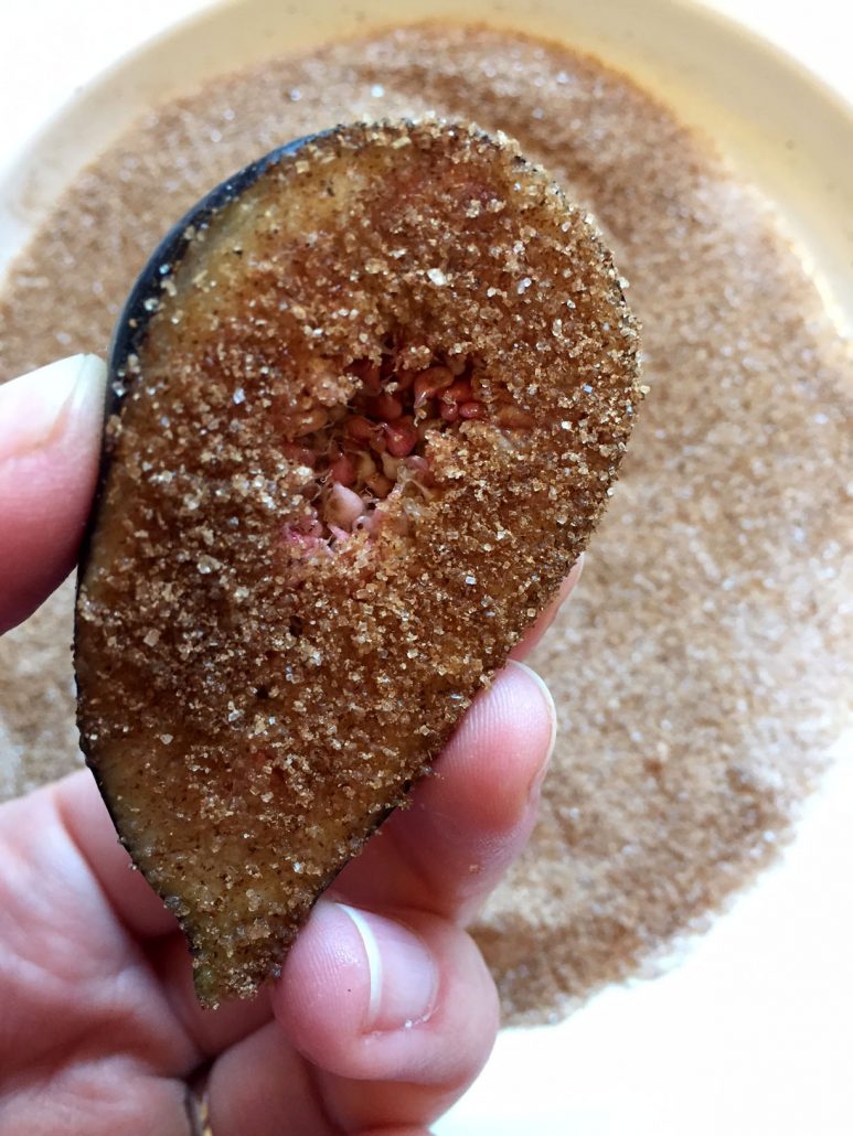 Dipping Fresh Fig In Sugar