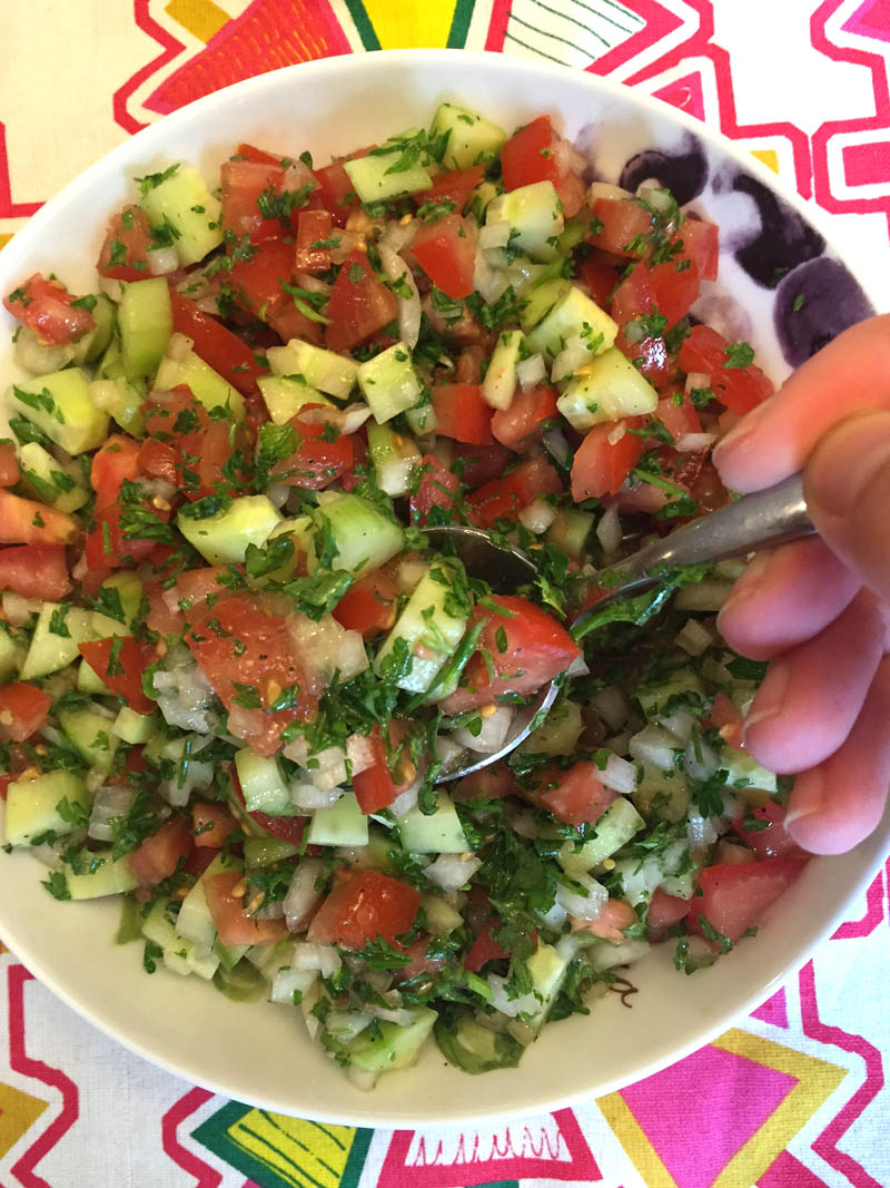 Israeli Salad Recipe With Tomatoes, Cucumbers, Onions and Parsley ...