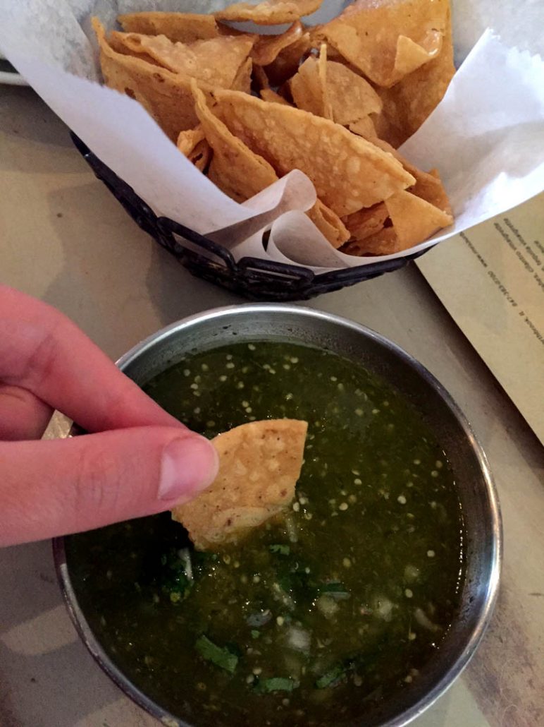 Mesa Urbana Mexican Chips And Green Salsa