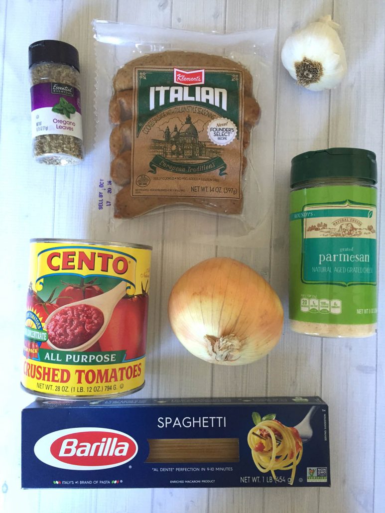 One-Pot Sausage Pasta Ingredients