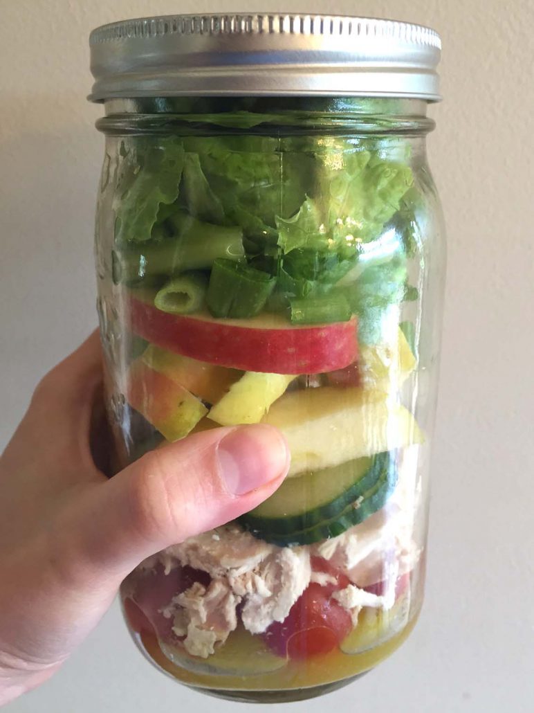 Healthy Chicken Apple Salad In A Jar