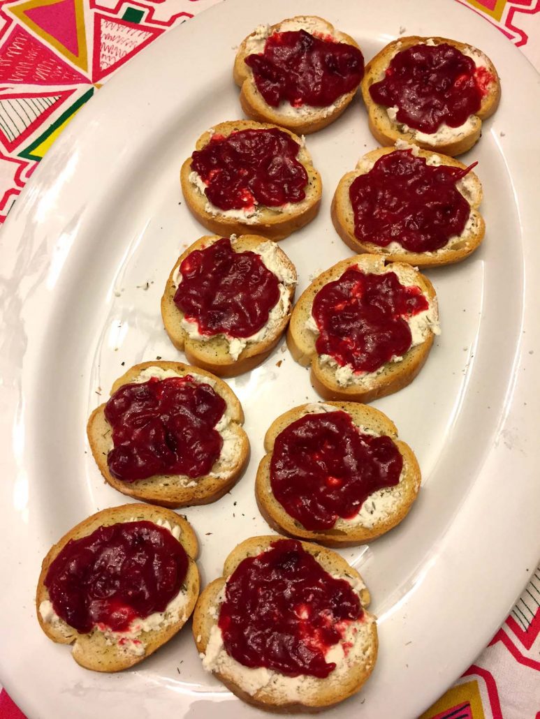 Cranberry Goat Cheese Bruschetta Appetizer