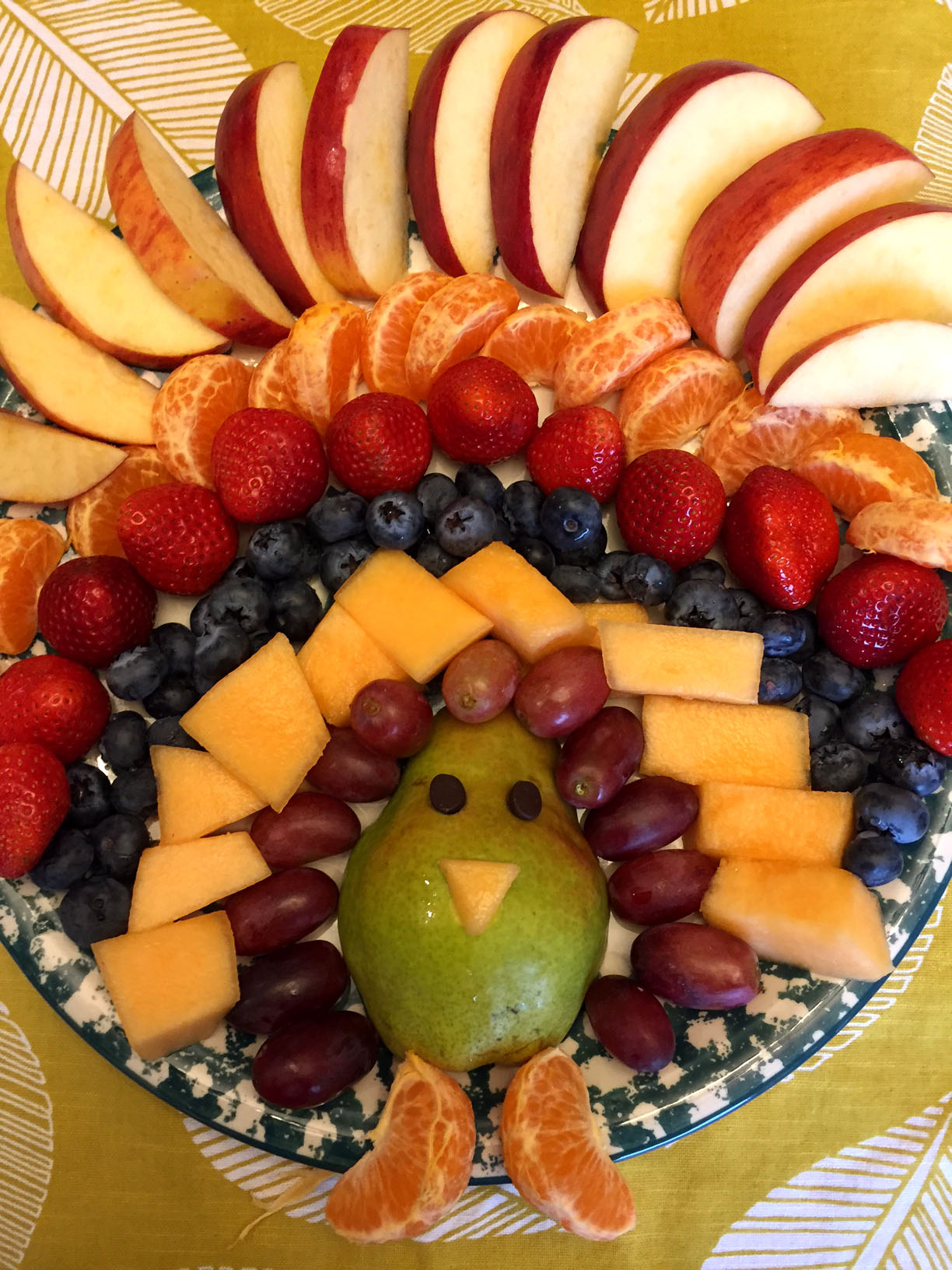 Thanksgiving Turkey-Shaped Fruit Platter Appetizer Recipe – Melanie Cooks
