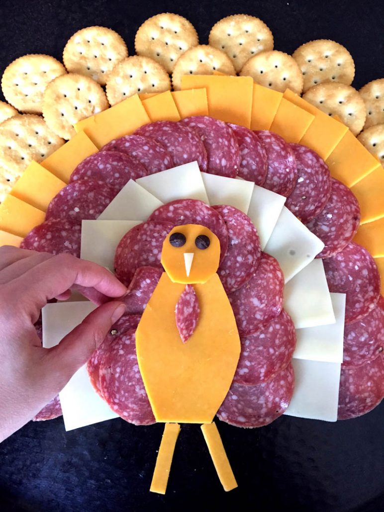 Thanksgiving Turkey Shaped Cheese Tray Appetizer Recipe