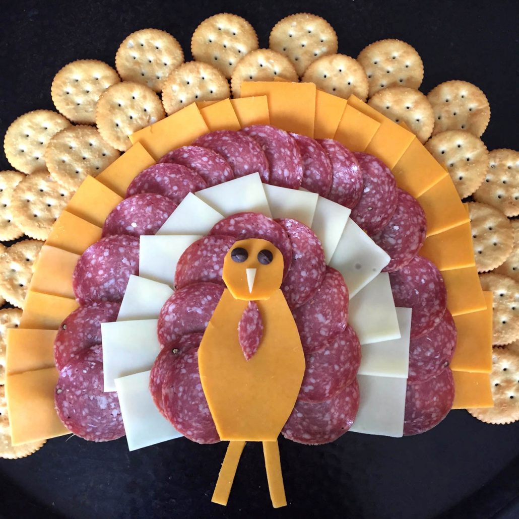 turkey shaped cheese platter