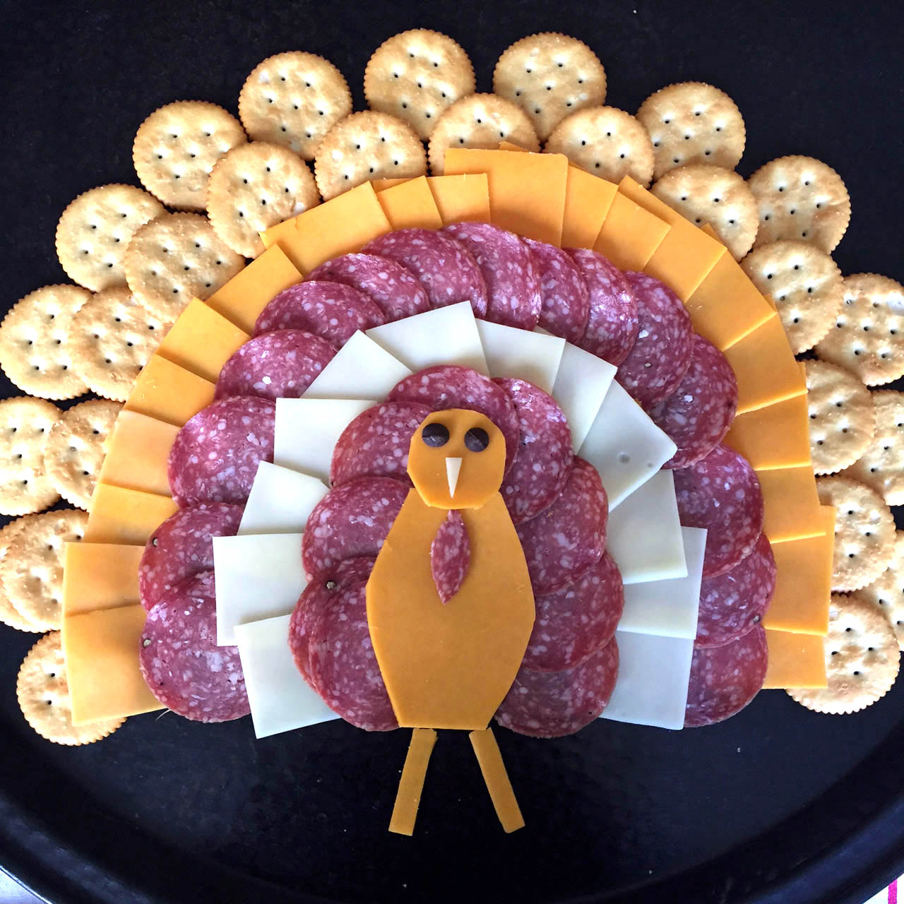 Thanksgiving Turkey-Shaped Cheese Platter Appetizer - Melanie Cooks