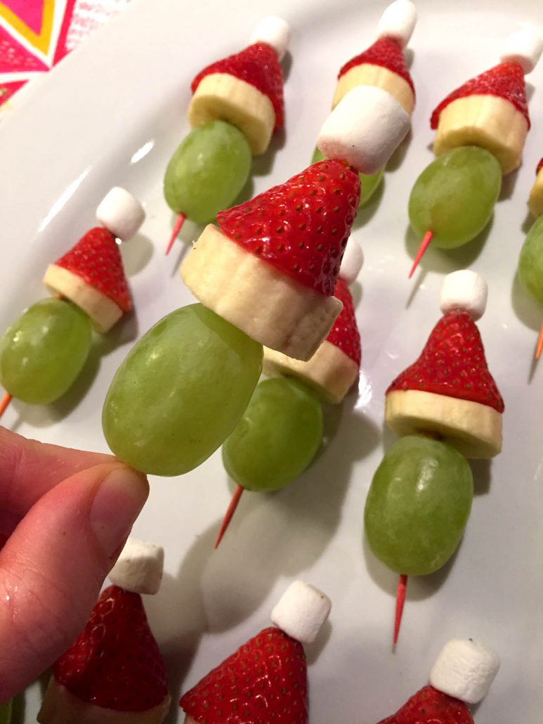 How To Make Grinch Fruit Kabobs
