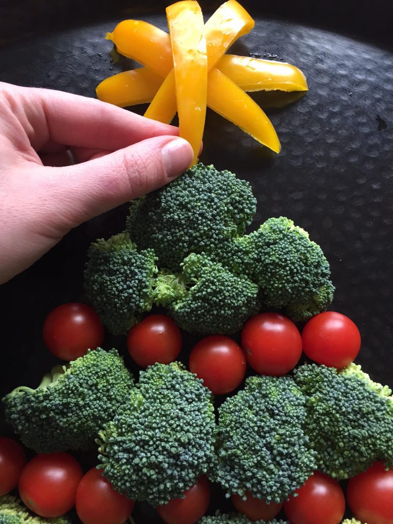 Making Christmas Tree Out Of Vegetables