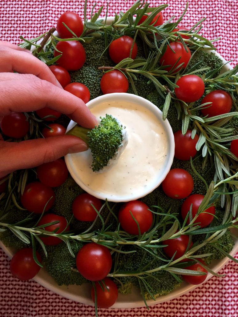 Christmas Wreath Vegetable Plate Holiday Appetizer