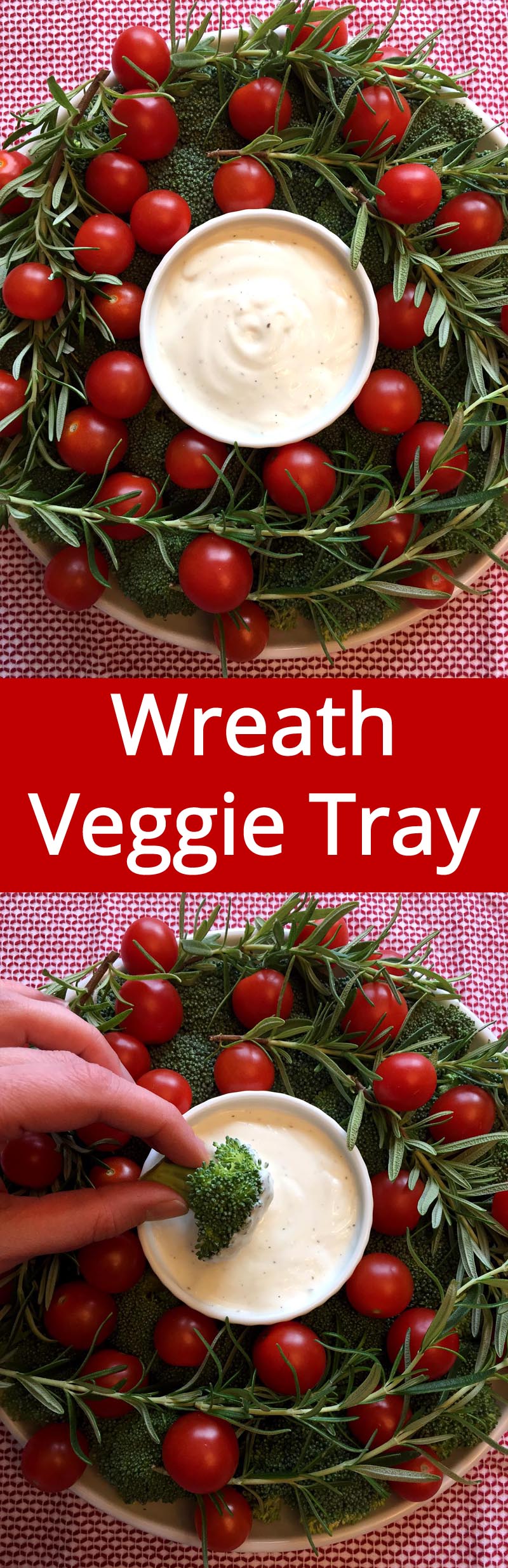 Christmas Wreath Veggie Tray - so cute! Must make this for the Christmas party! | MelanieCooks.com