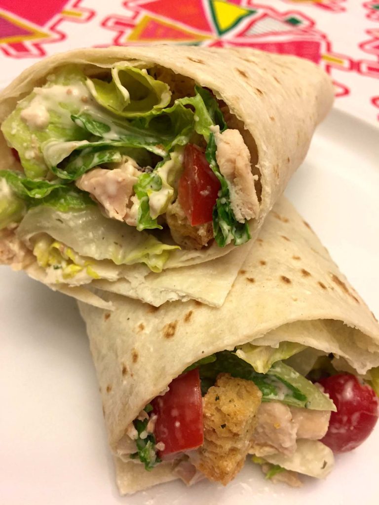 Easy Healthy Chicken Ceasar Salad Wraps Recipe