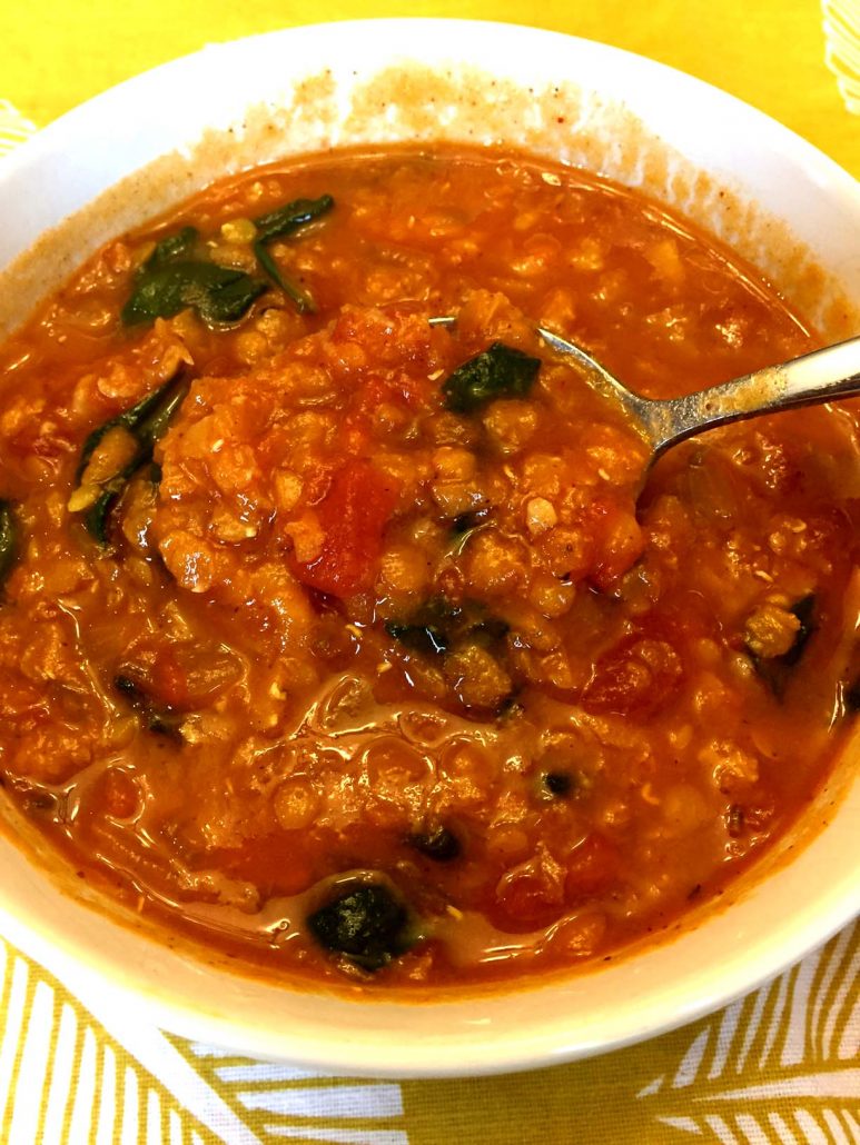 Easy Vegan Lentil Spinach Soup Recipe