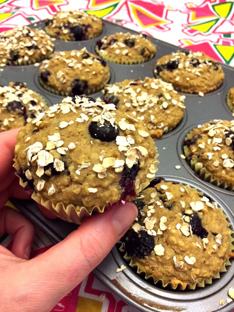 Healthy Blueberry Oatmeal Muffins - Gluten-Free, Sugar-Free And Low Fat!