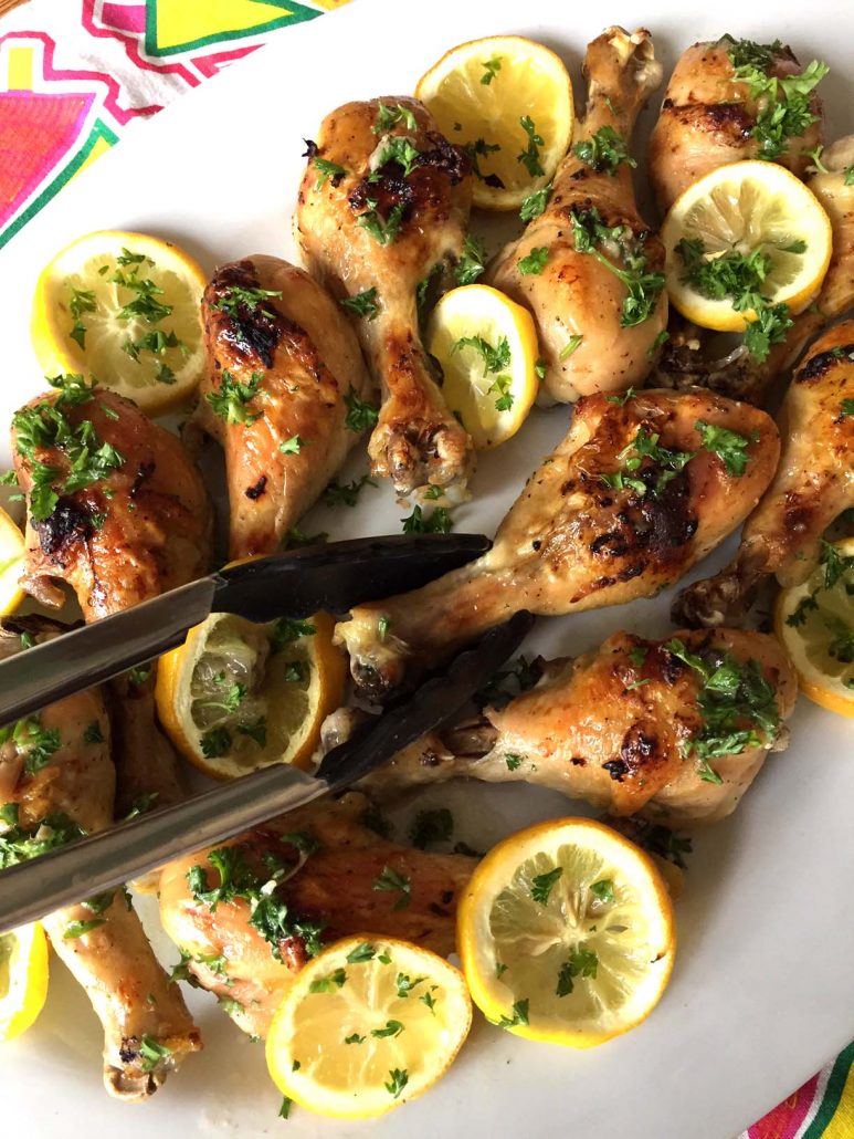 Baked Lemon Garlic Chicken Legs