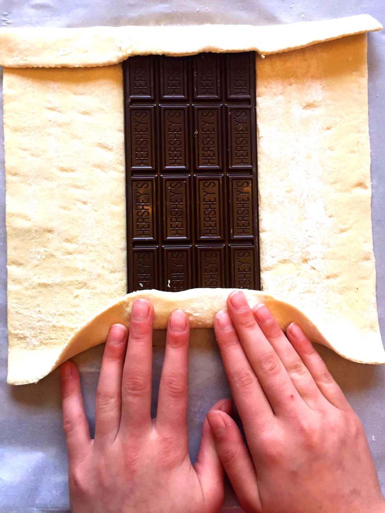 Wrapping Chocolate Bar In Puff Pastry Dough