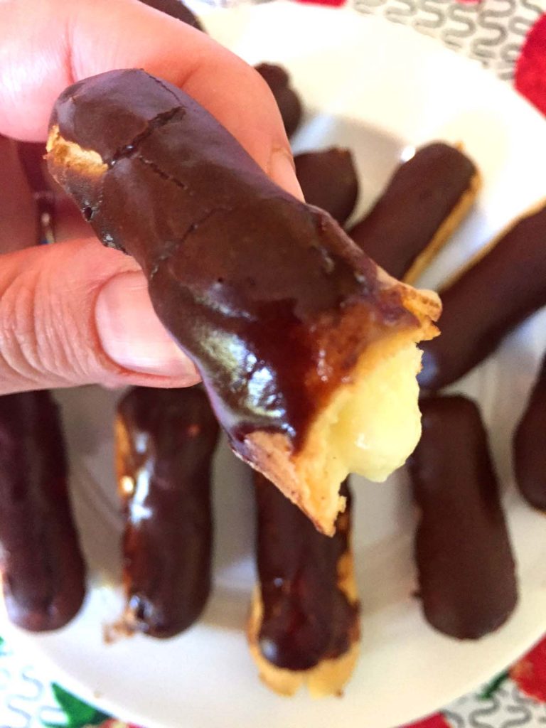 Chocolate Eclairs With Vanilla Filling Made From Scratch Recipe