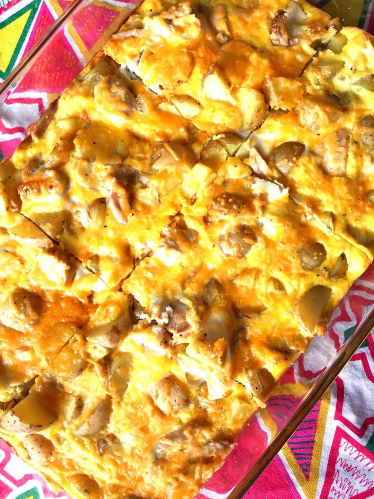 Eggs Potatoes Chicken & Cheese Baked Breakfast Casserole Recipe