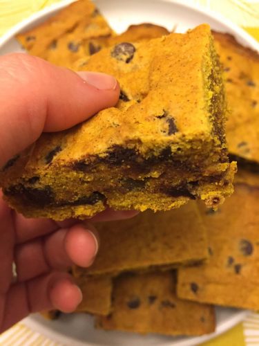 Pumpkin Bars Squares With Chocolate Chips