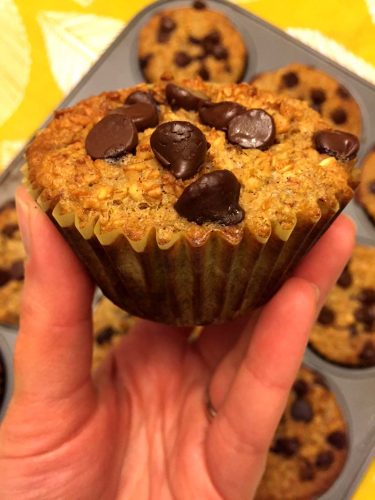 Baked Oatmeal Cups With Bananas And Chocolate Chips