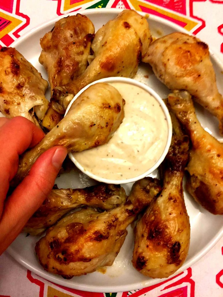 Chicken Legs Dipped In Caesar Dressing