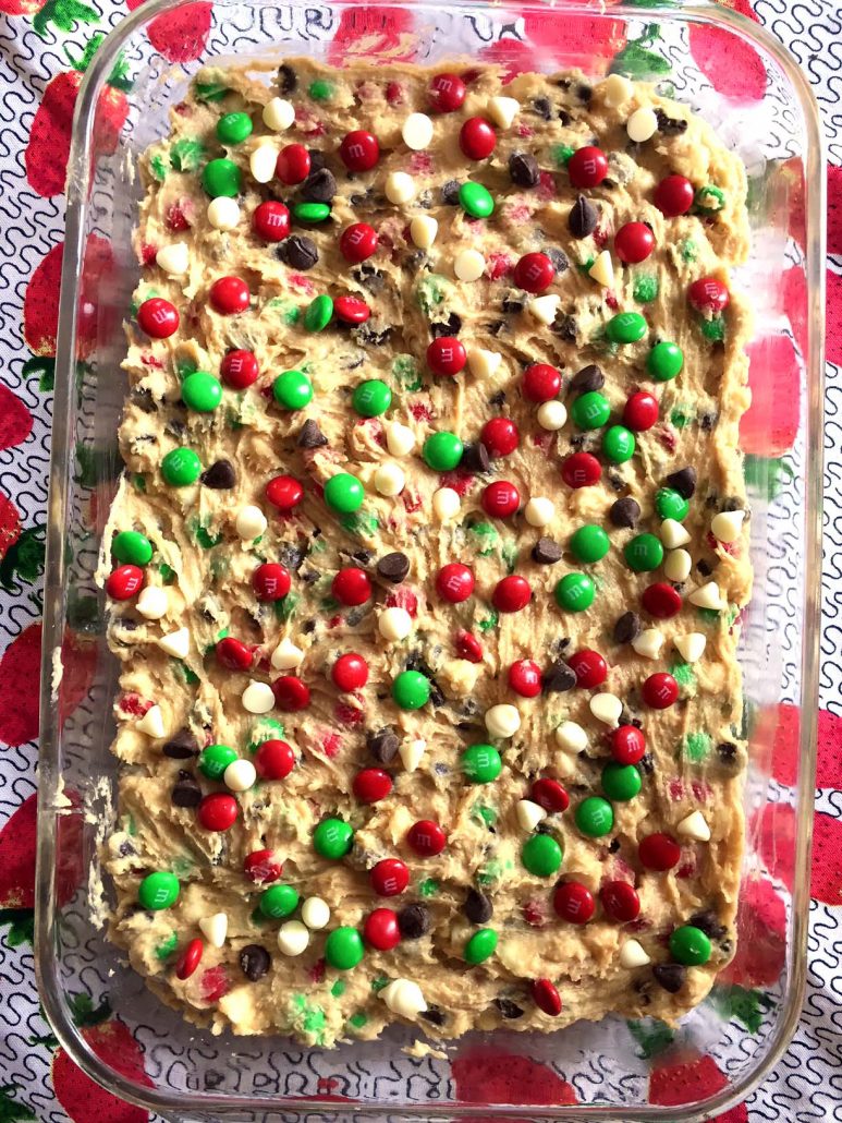 Christmas Cookie Dough With M&M's and chocolate chips