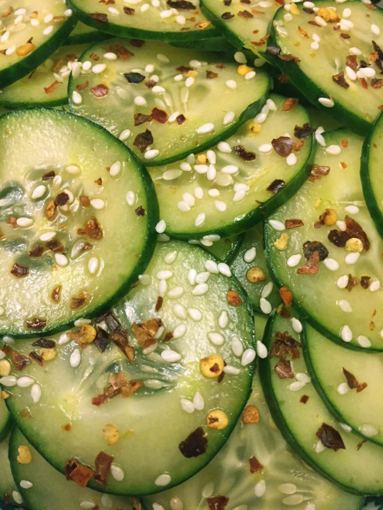 Cucumber Salad With Sesame Seeds And Red Pepper Flakes
