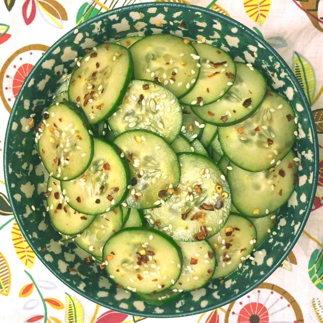 Healthy Salad Recipe With Cucumber Slices and Sesame Seeds