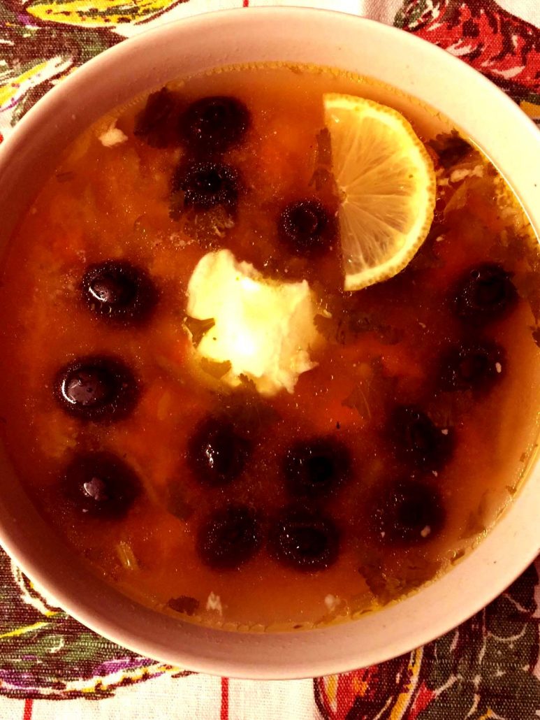 Russian/Ukrainian Solyanka Olive Soup Recipe