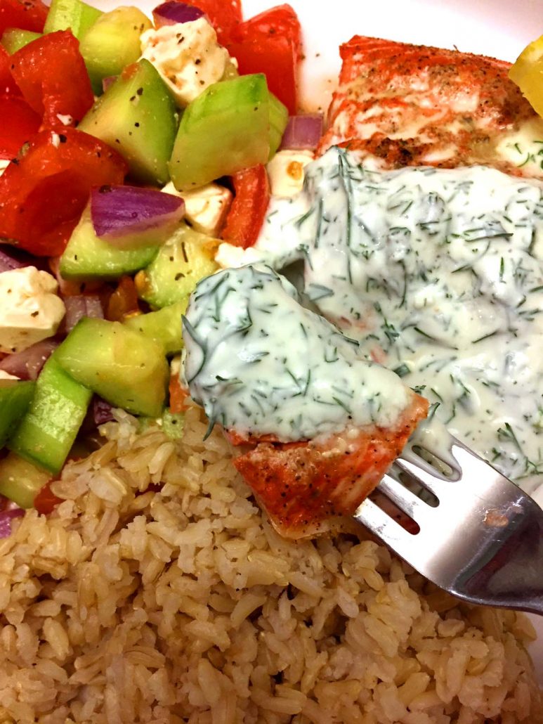 Salmon With Creamy Yogurt Dill Sauce