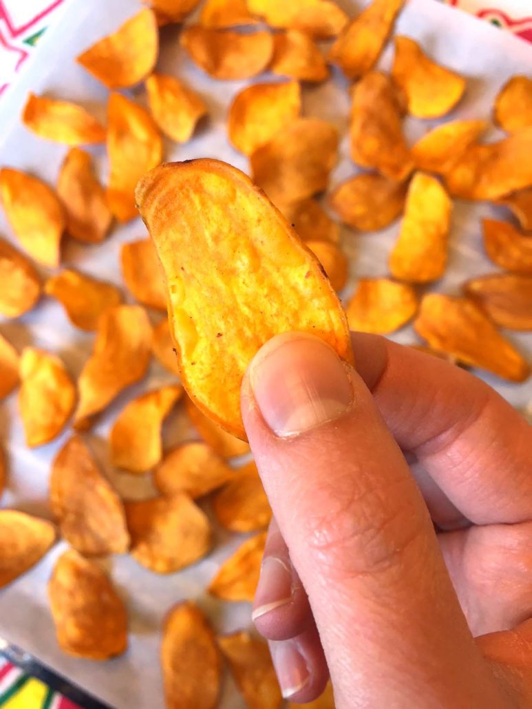 Easy Baked Crunchy Sweet Potato Chips