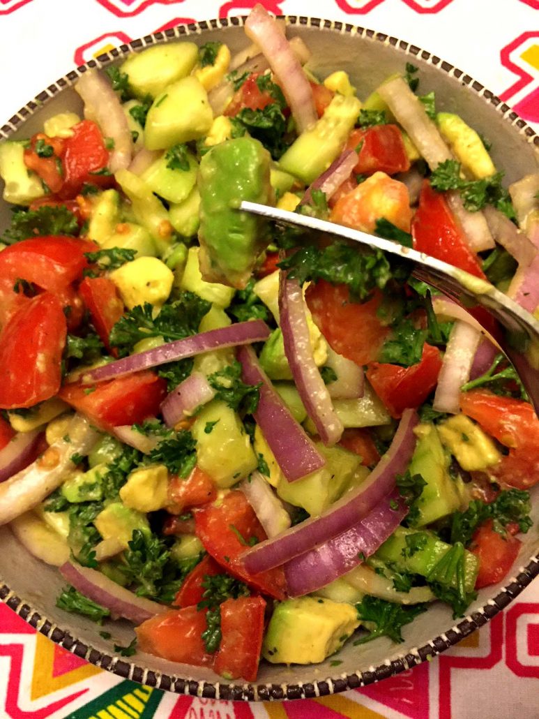 Cucumber Tomato Avocado Onion Parsley Salad