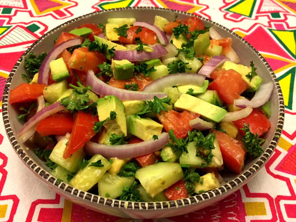 Healthy Salad Recipe With Tomatoes, Cucumber and Avocado