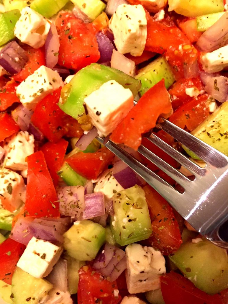 Homemade Greek Salad Recipe With Tomatoes And Feta Cheese