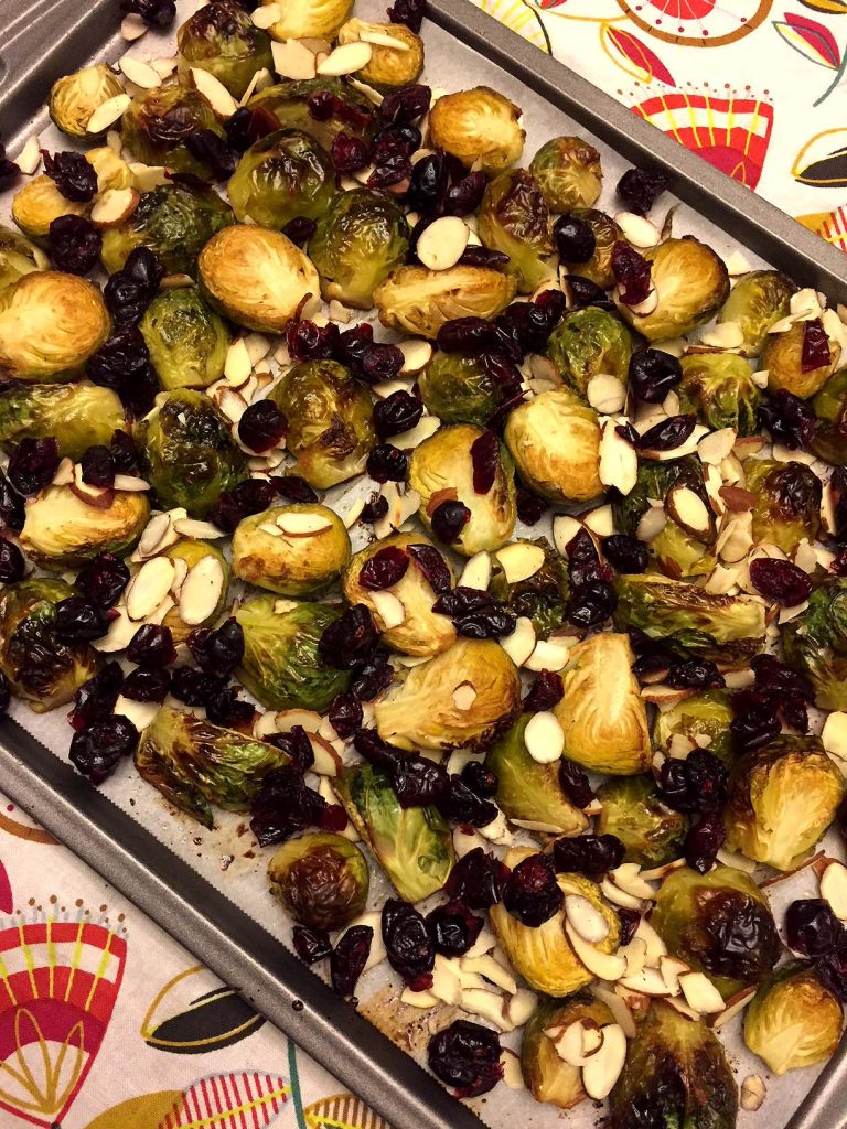Balsamic Roasted Brussels Sprouts With Cranberries And Almonds