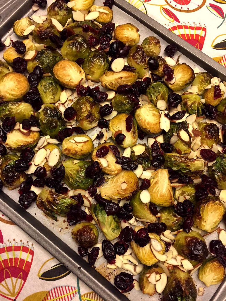 Balsamic Roasted Brussels Sprouts Recipe With Cranberries And Almonds