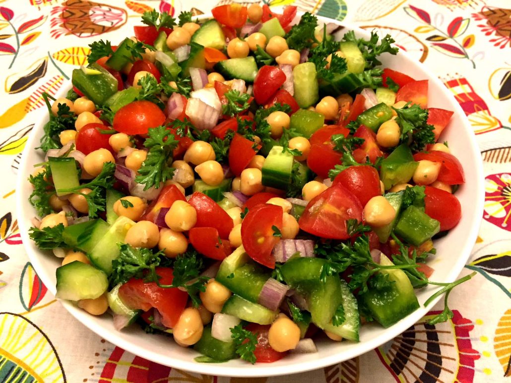 Tomato Cucumber Garbanzo Beans Salad