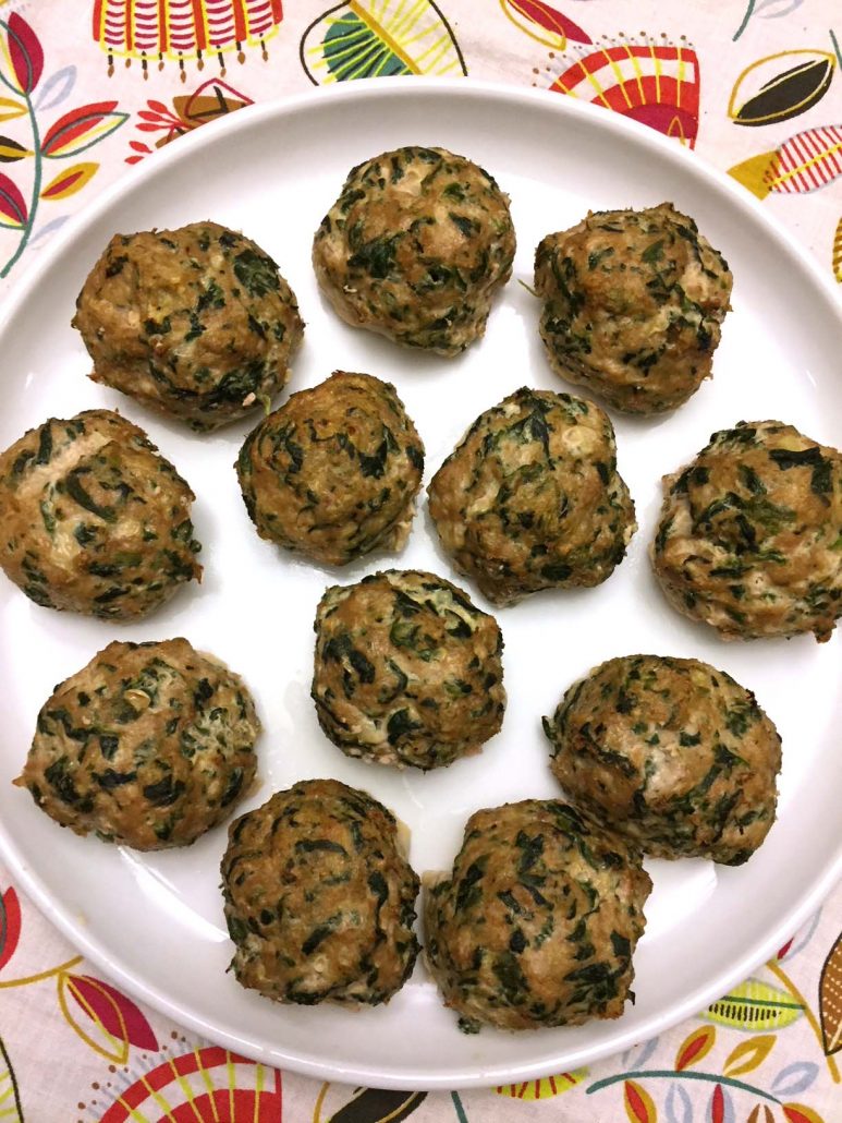 Baked Turkey Meatballs With Spinach Inside