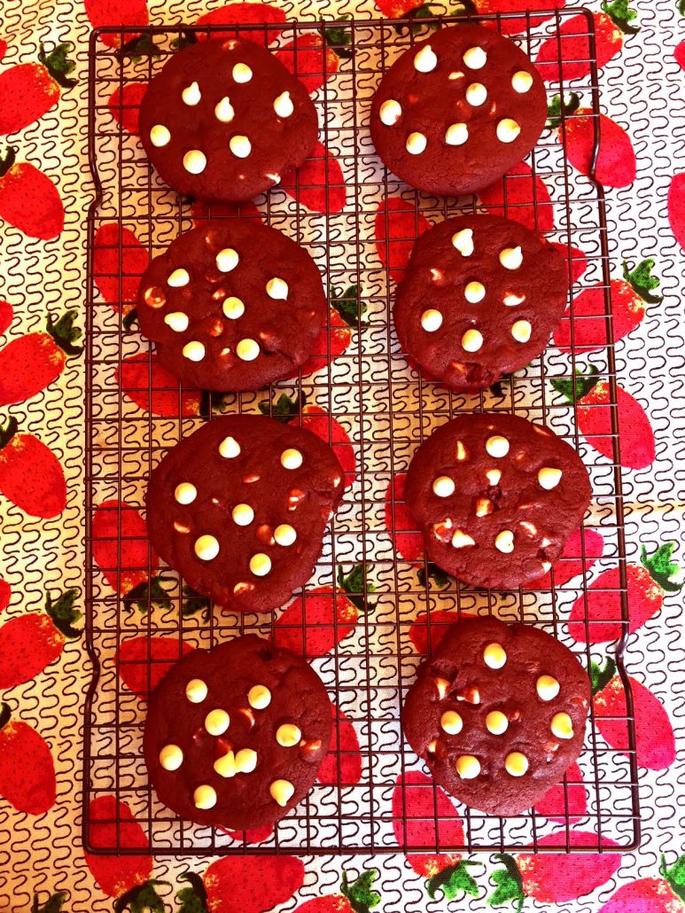 Baking Homemade Red Velvet Cookies