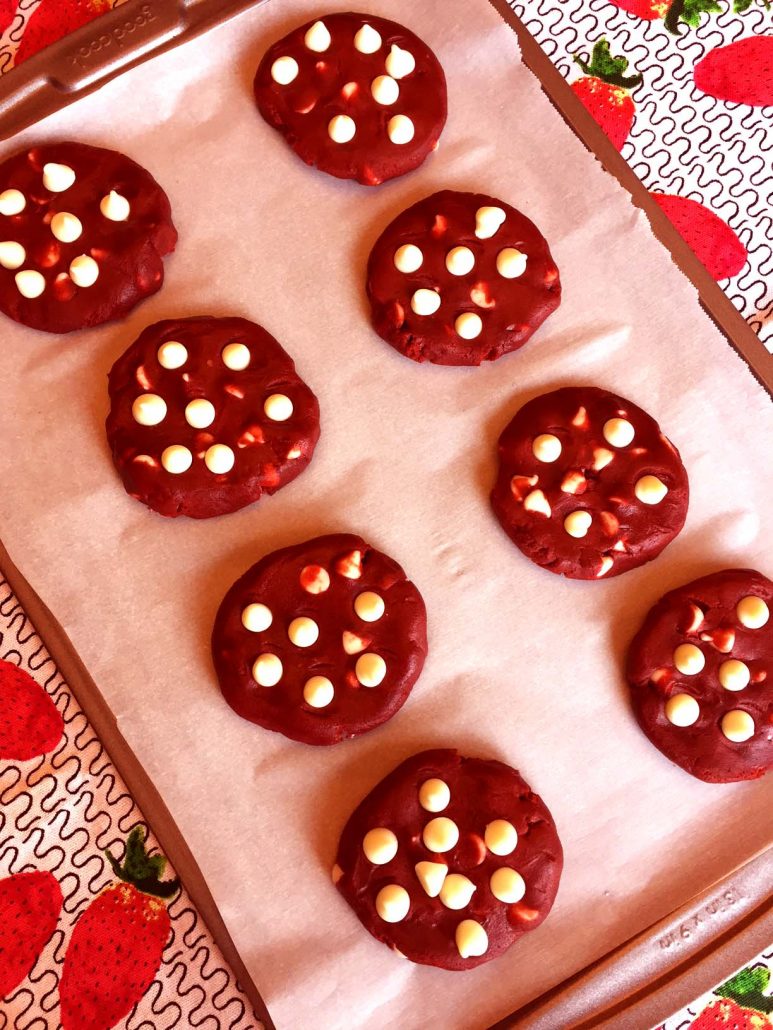 Valentine's White Chocolate Chip Red Velvet Cookies