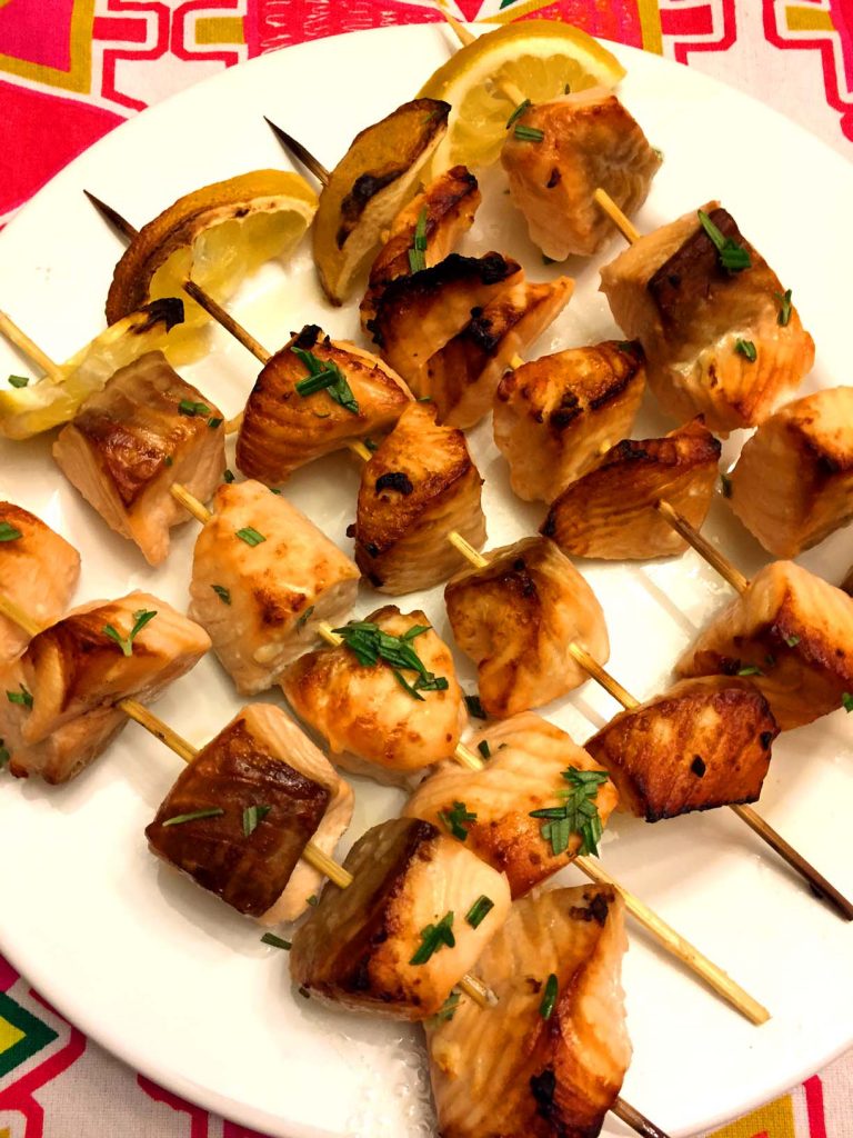 Easy Oven Baked Salmon Kabobs Skewers Recipe