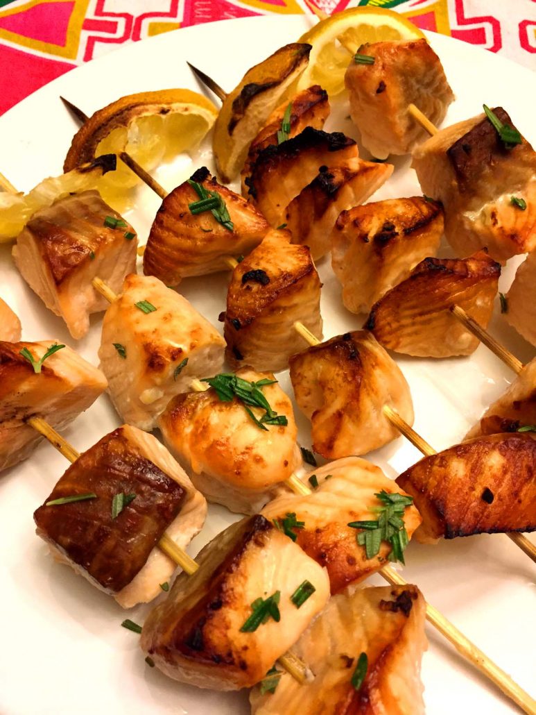 Healthy Broiled Salmon Skewers Recipe