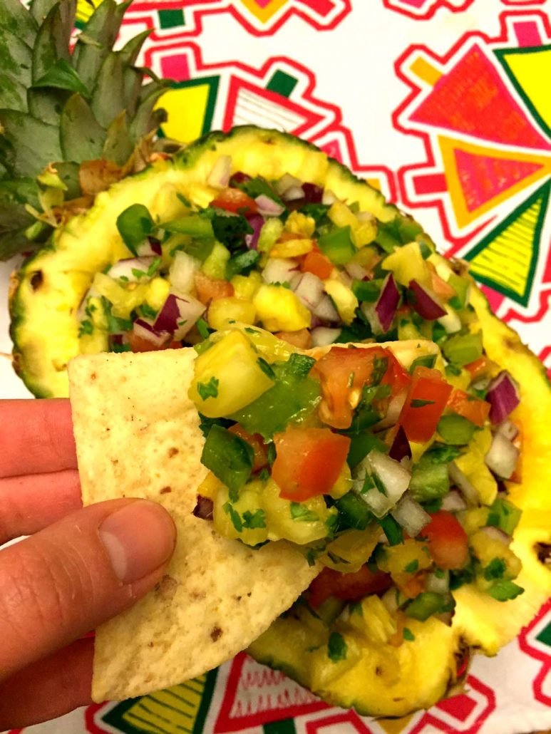 Pineapple Salsa Recipe In A Pineapple Shell Bowl