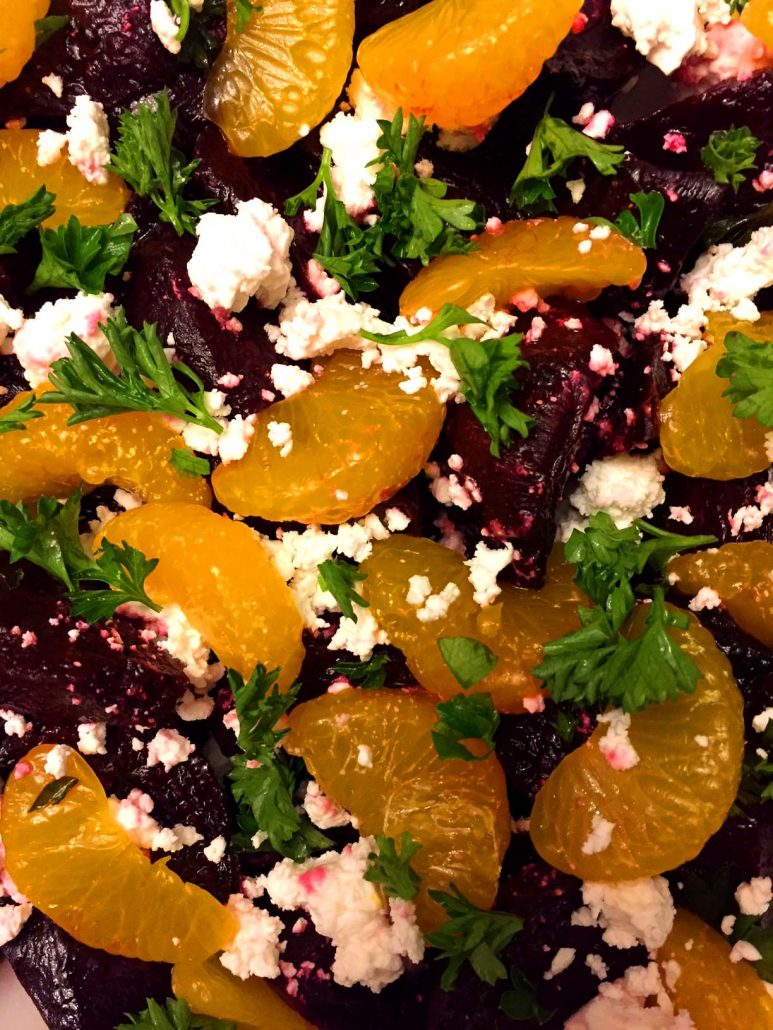 Salad With Roasted Beets And Feta Cheese