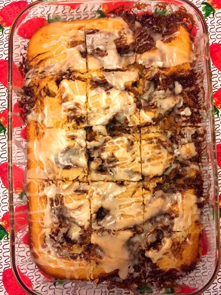 Sliced Cinnamon Roll Cake