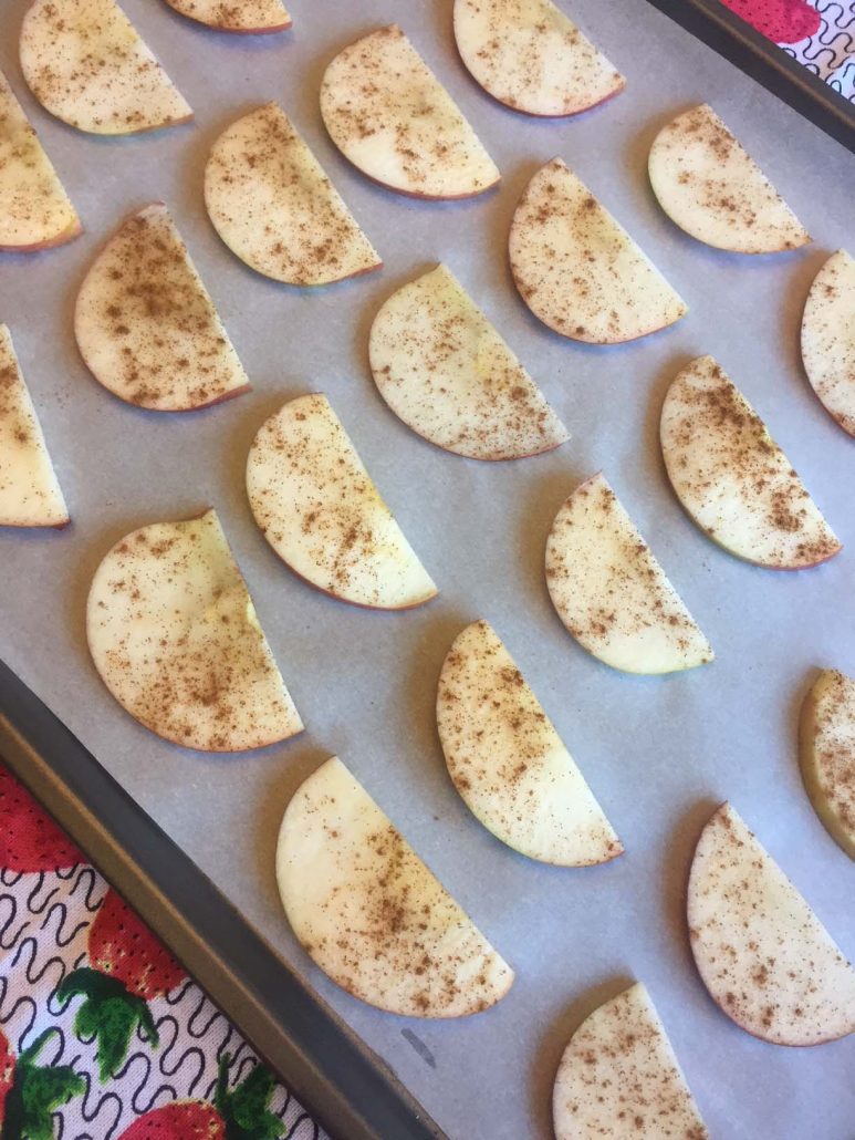 Apple Slices On A Baking Sheet